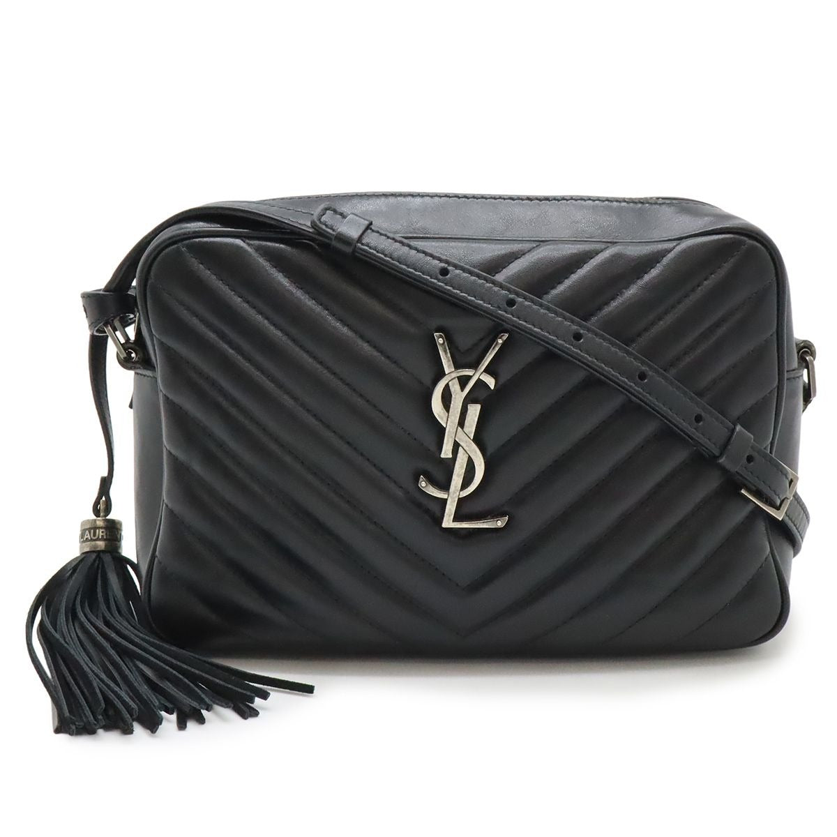 Saint Laurent Paris YSL Shoulder Bag Crossbody Stitch Quilted Leather Black