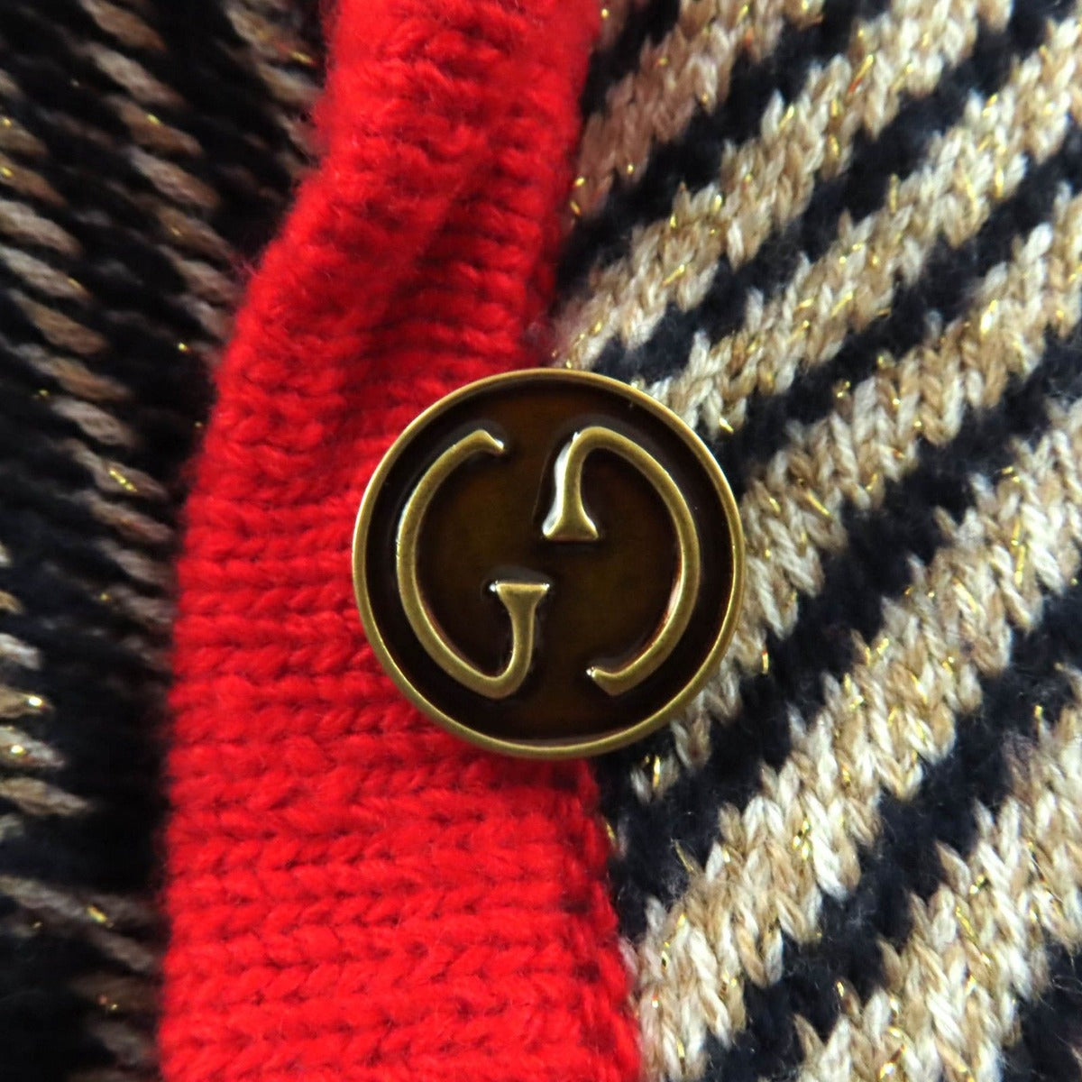 Gucci Wool Blend Logo Button GG Allover Pattern Knit Jacket — view 6