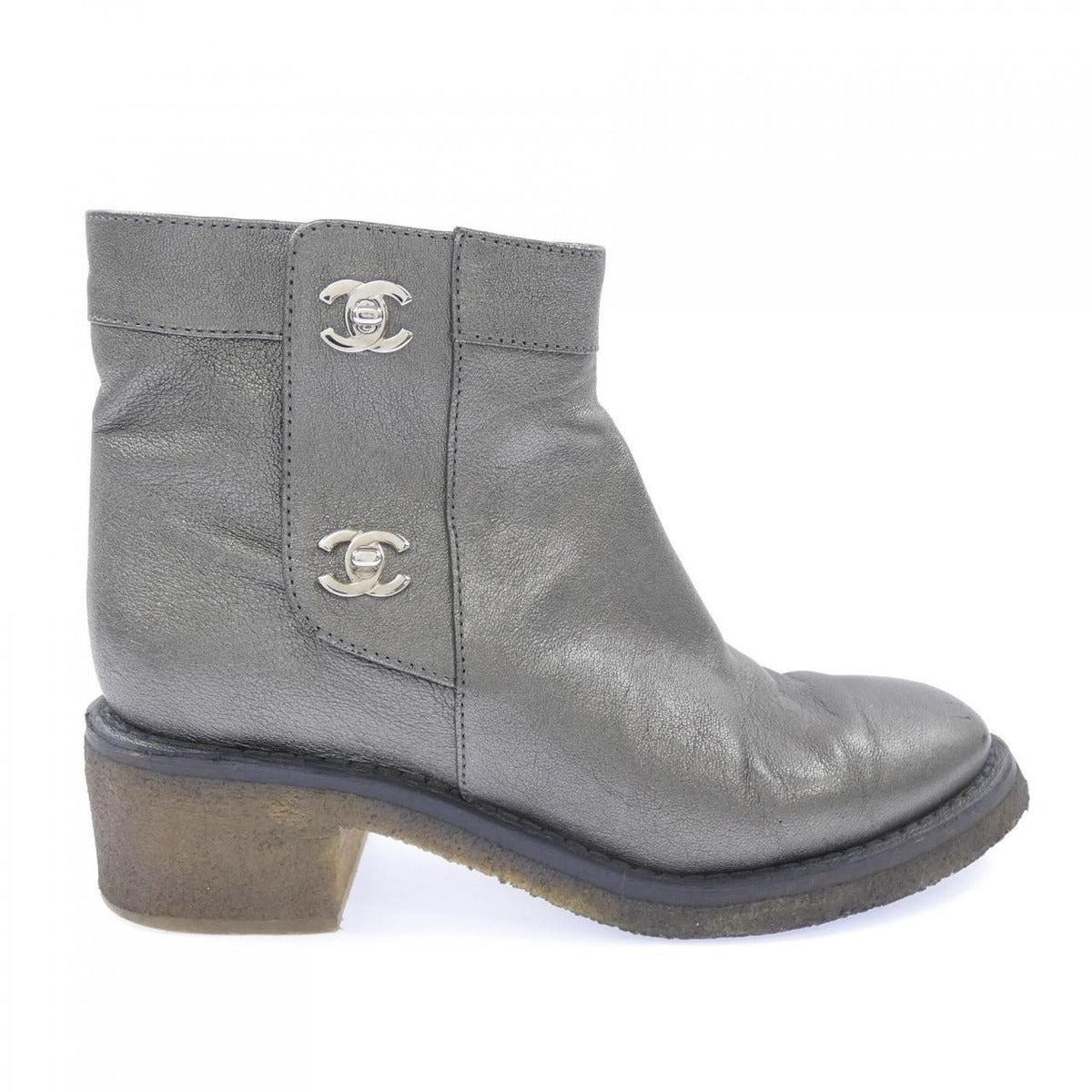 Chanel Turnlock Boots Gray 37