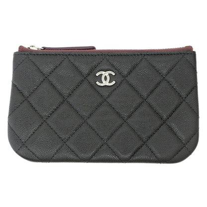 Chanel Classic Small Zip Pouch Black Silver