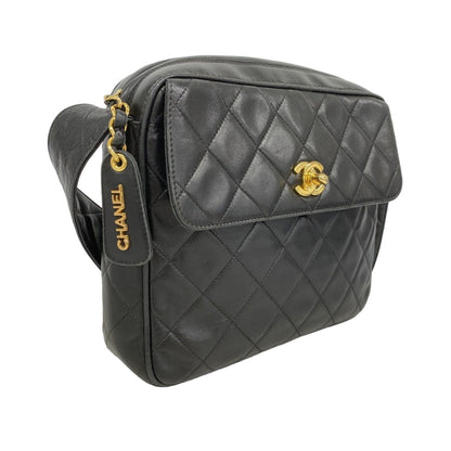 Chanel Shoulder Bag Quilted Lambskin Black Gold — view 2