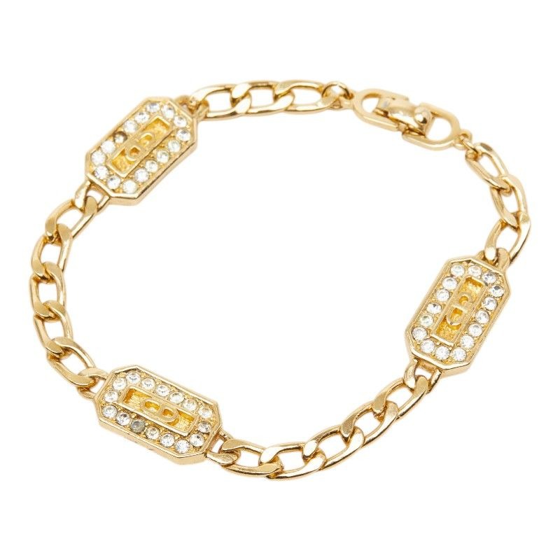 Dior CD Logo Gold Plated Rhinestone Bracelet