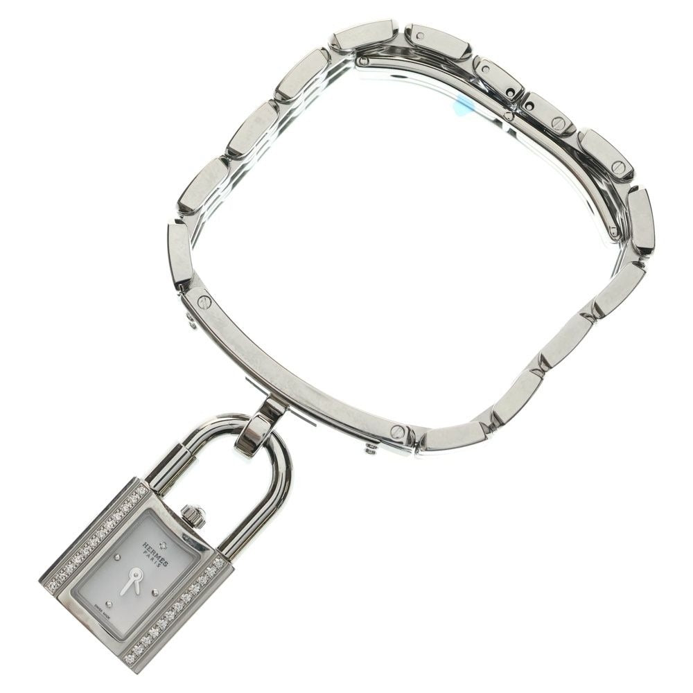 Hermes Kelly Watch Diamond Bezel White Dial SS Quartz Stainless Steel