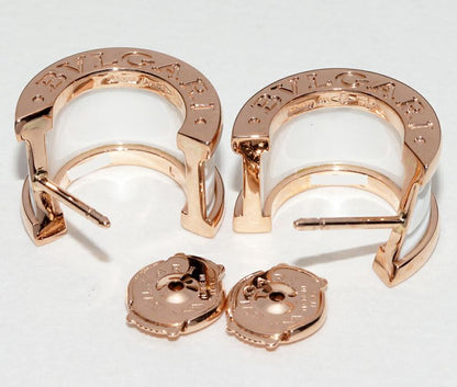 Bulgari Earrings 18K Pink Gold White Ceramic Bzero1 Earrings 346464