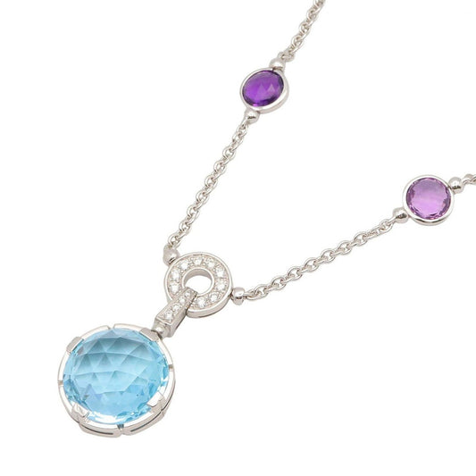 Bvlgari Necklace Valentesi Cocktail 38.5 18k White Gold Diamond Amethyst Blue