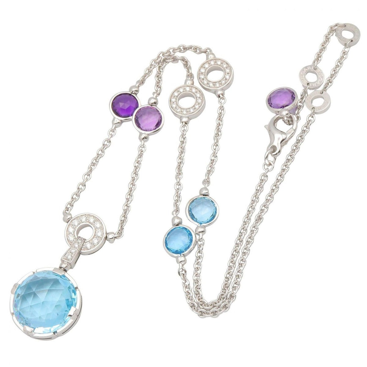Bvlgari Necklace Valentesi Cocktail 38.5 18k White Gold Diamond Amethyst Blue — view 2