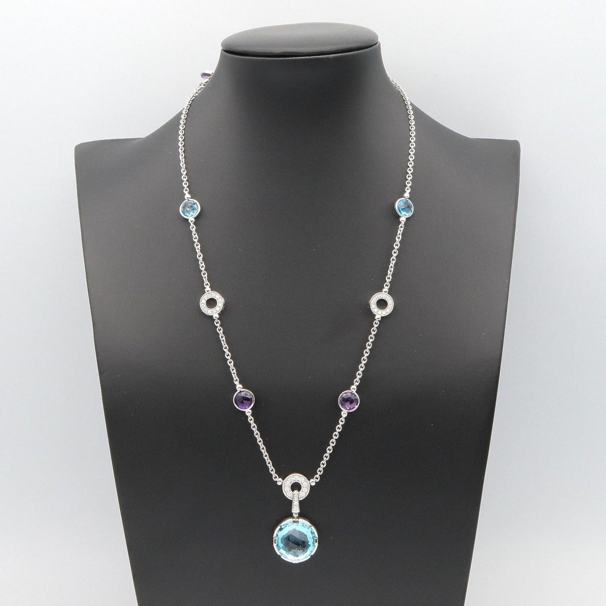 Bvlgari Necklace Valentesi Cocktail 38.5 18k White Gold Diamond Amethyst Blue — view 9
