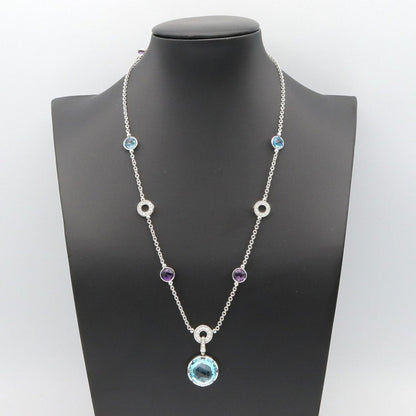 Bvlgari Necklace Valentesi Cocktail 38.5 18k White Gold Diamond Amethyst Blue — view 9