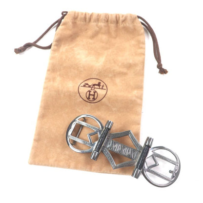 Hermes Touareg Hand Engraved Design Chrome Color Leather Use Belt Buckle Sv925