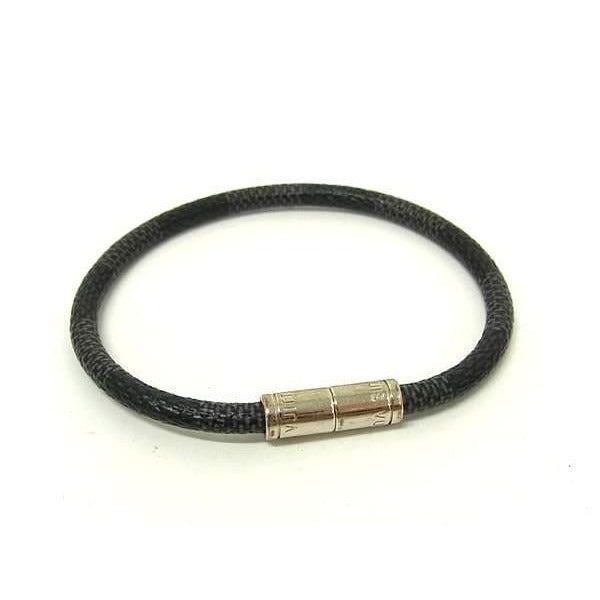 Louis Vuitton Bracelet Black Damier Graphite Silver