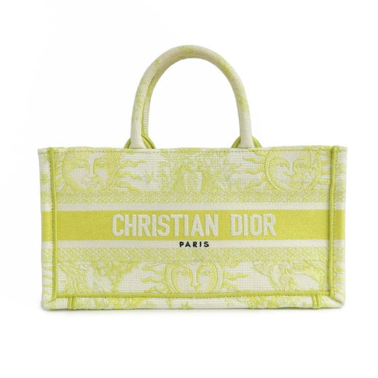 Christian Dior Book Tote Mini M1255 Zecq Handbag Yellow Canvas