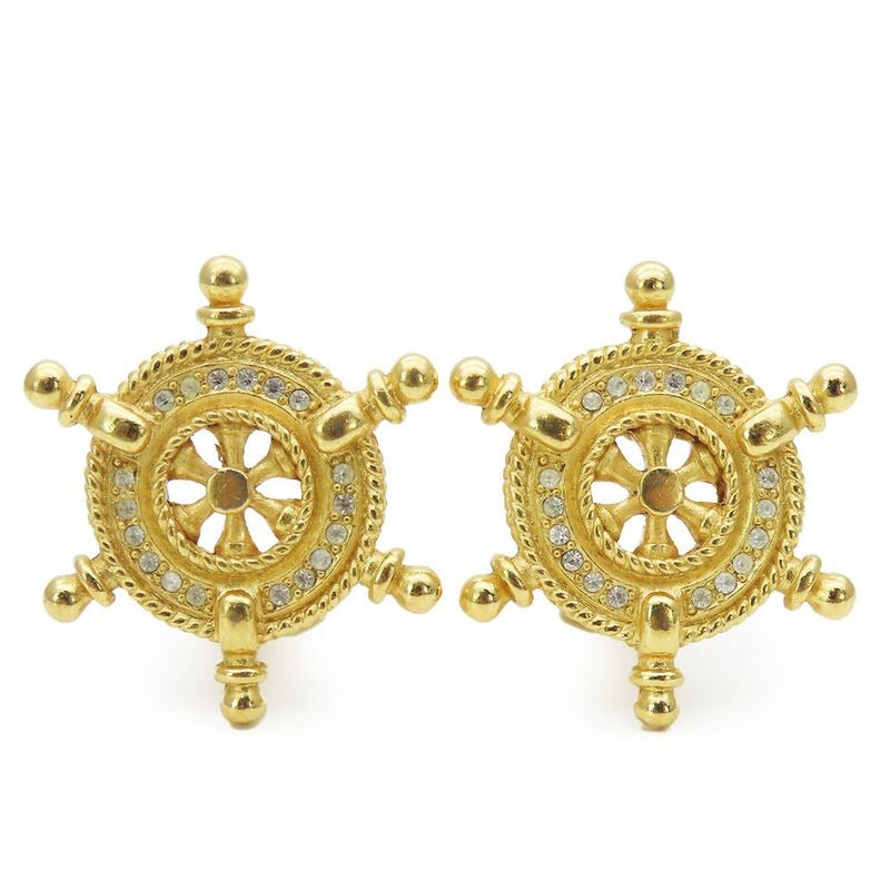 Christian Dior Earrings Marine Metal Rhinestone Gold Helix Ring Plated Accessorie