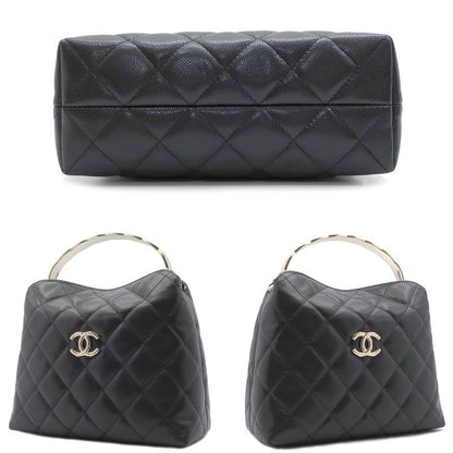 Chanel Top Handle 2WAY Bag Shoulder Bag Black Gold Hardware Matelasse