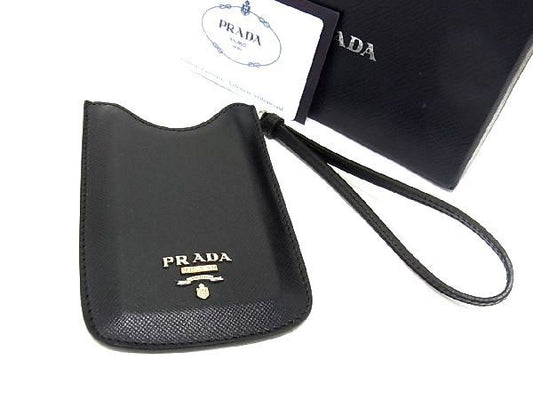 Prada 1n1552 Saffiano Leather Ipod Case Ipodcabas Women Men Black At0603