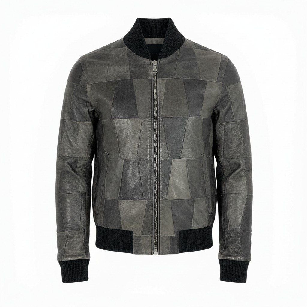 Dolce & Gabbana Dolce&gabana D&G Patchwork Leather Jacket 44 Gray