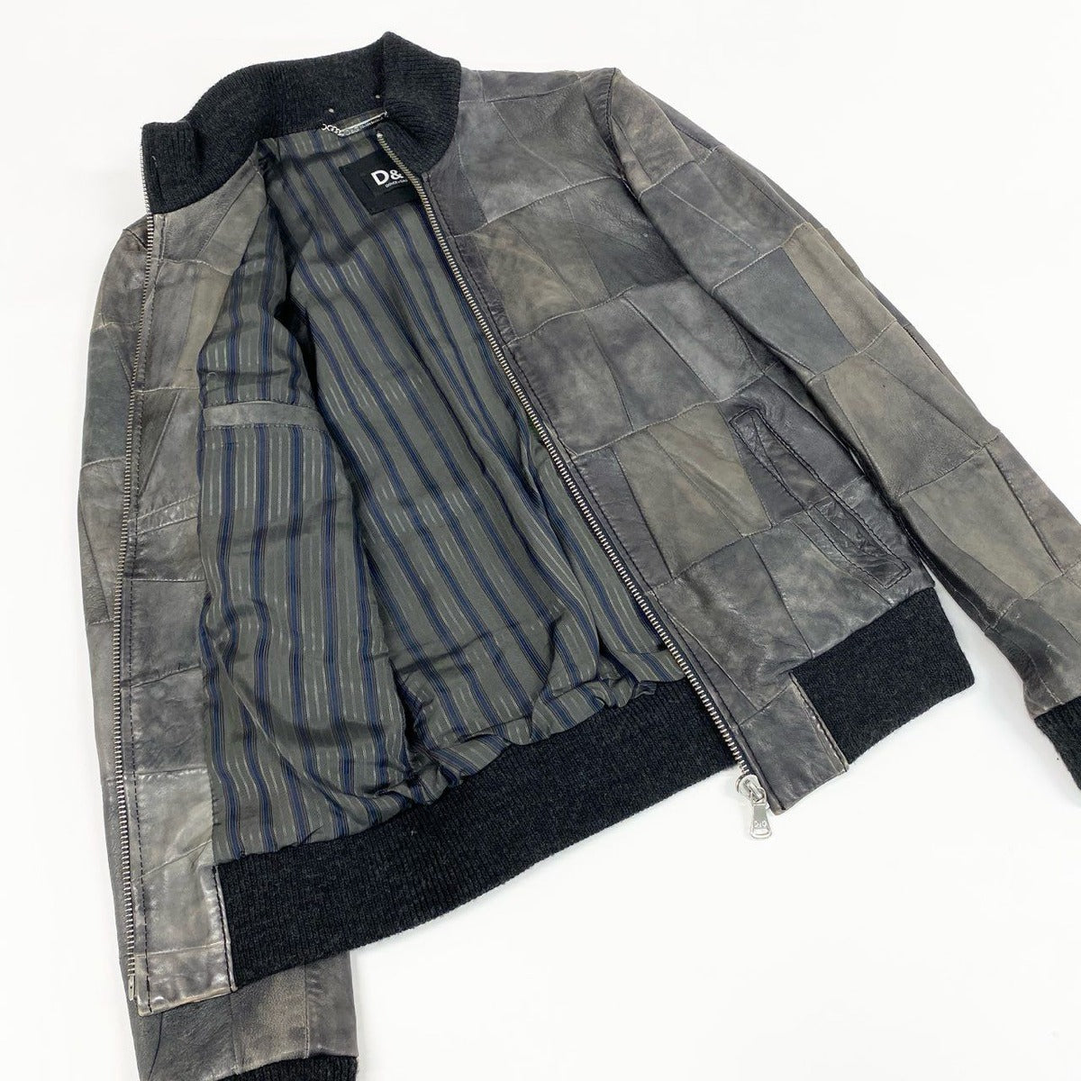 Dolce & Gabbana Dolce&gabana D&G Patchwork Leather Jacket 44 Gray — view 4