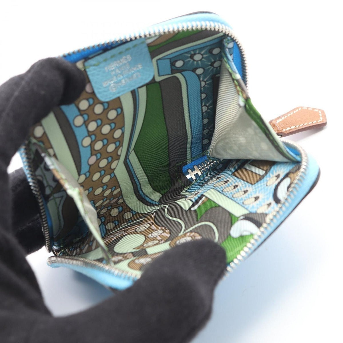 Hermes Coin Case Azap Compact Mini Silk in Celeste — view 3