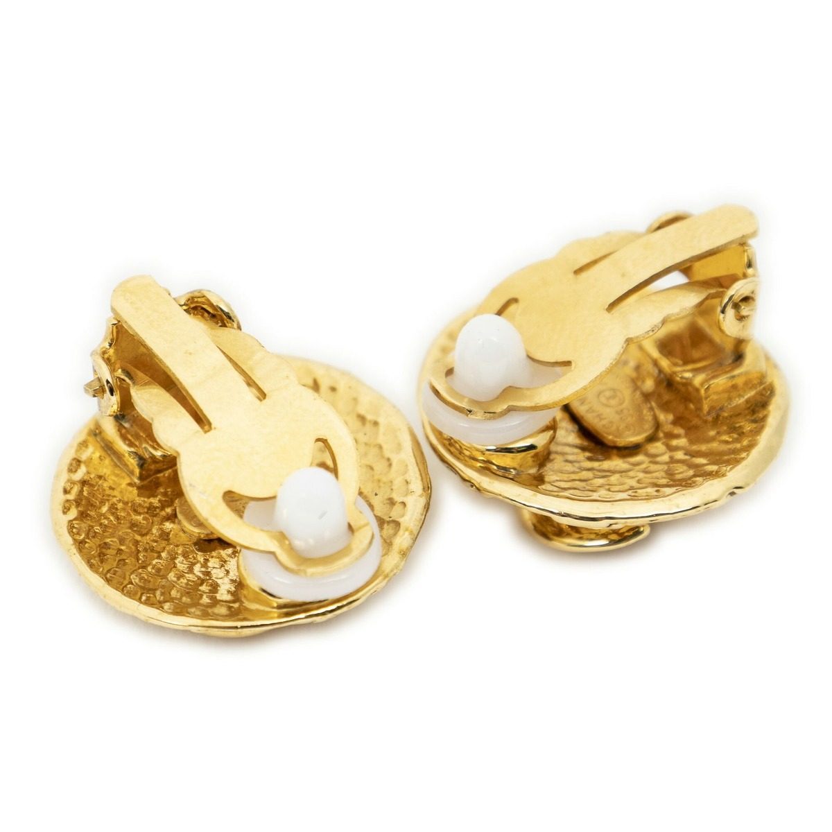 Chanel CC Logo Round Clip Type Earrings Gold Plated — view 2