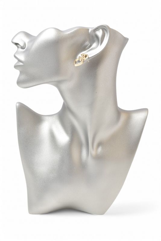 Chanel Earrings Accessories Chanel CC Mark Heart Motif Rhinestone Gold