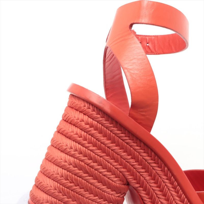 Celine Phoebe Period Leather Jute Sandals Women's 36 Red Made In Italy