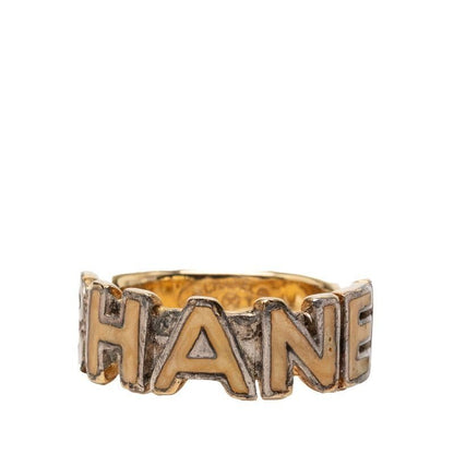 Chanel Logo Ring Gold Plated Enamel