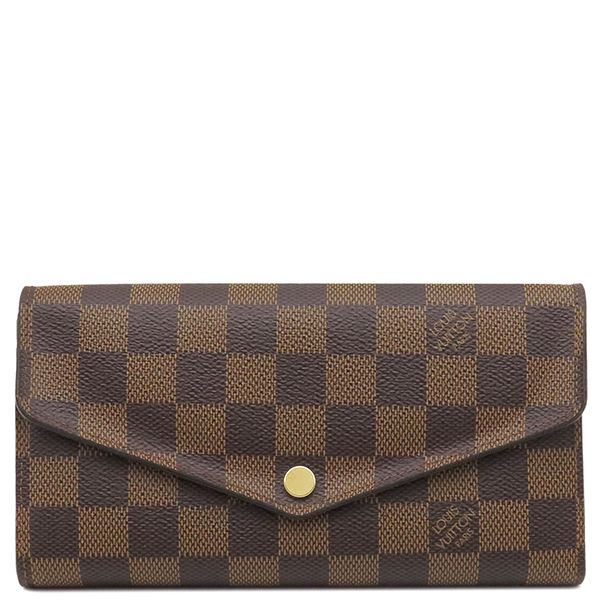 Louis Vuitton Long Wallet Portefeuille Sarah Damier Canvas Damier Ebene Gold