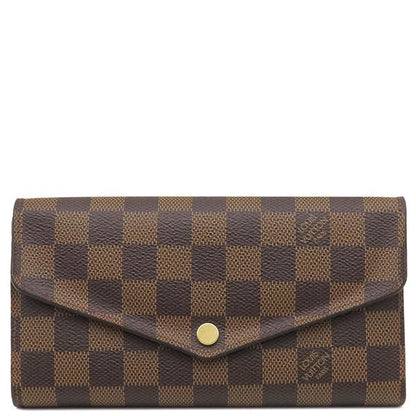 Louis Vuitton Long Wallet Portefeuille Sarah Damier Canvas Damier Ebene Gold