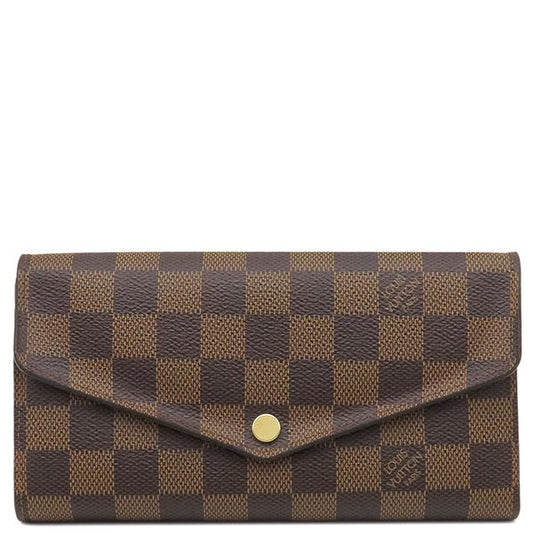 Louis Vuitton Long Wallet Portefeuille Sarah Damier Canvas Damier Ebene Gold