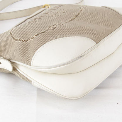 Prada Logo Jacquard Shoulder Bag Canvas Ladies