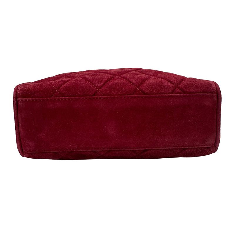 Chanel Bag Women's Brand Shoulder Bag Suede Matelasse Bordeaux Gold Hardware