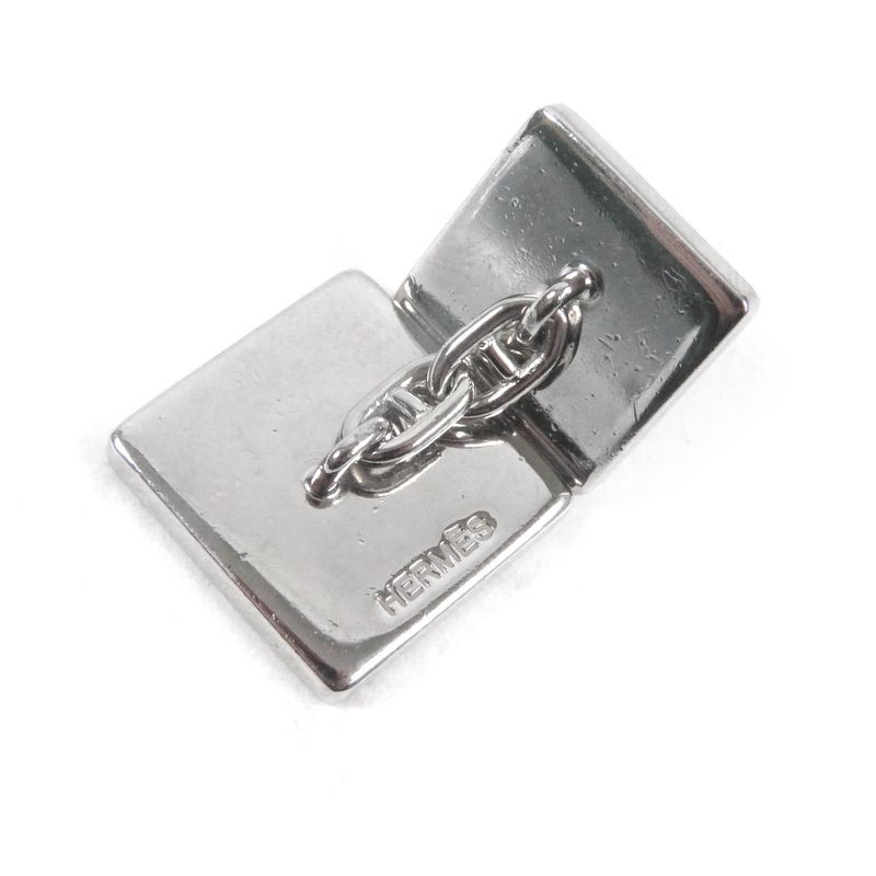 Hermes Chevron Stripe Square Shape Chaine Dunk Cufflinks Button Cufflinks