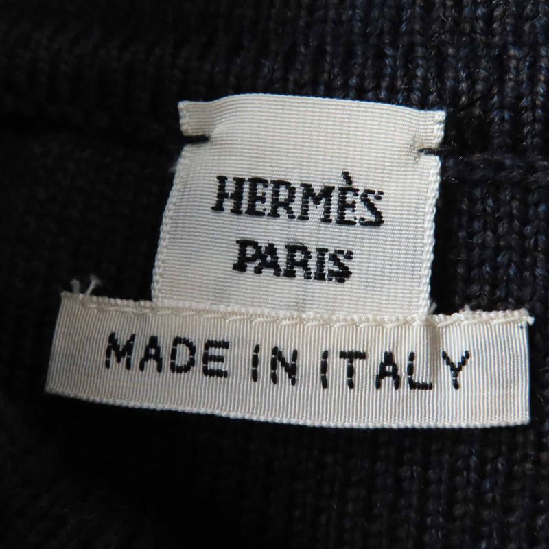 Hermes Wool H Motif Ribbed Knit Tight Skirt Charcoal Grayish 34 Made In Italy