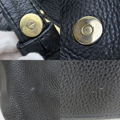 Gucci Tote Bag 268747 Leather Black Gold Hardware Shoulder Simple Usual Women