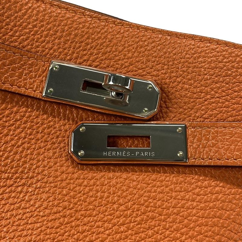 Hermes Shoulder Bag Sau Kelly 26 Orange Silver Hardware