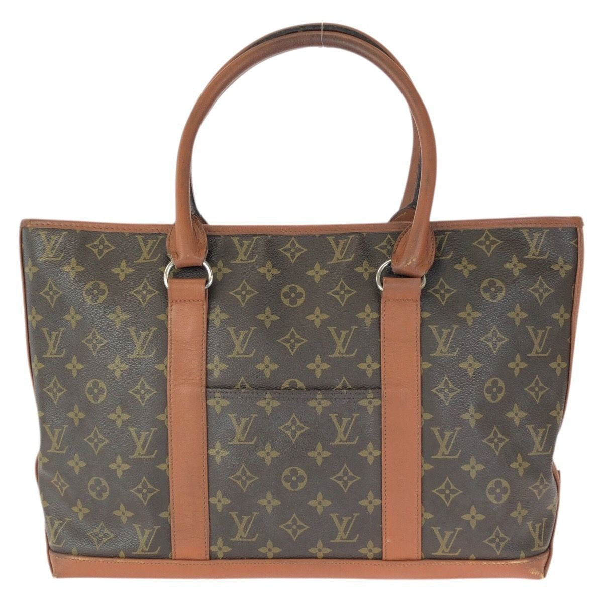 Louis Vuitton Monogram Sac Weekend Brown Gold Leather Tote