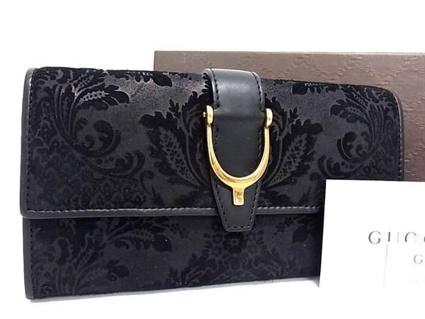 Gucci 277718 2149 Stirrup Suede And Leather Bifold Long Wallet