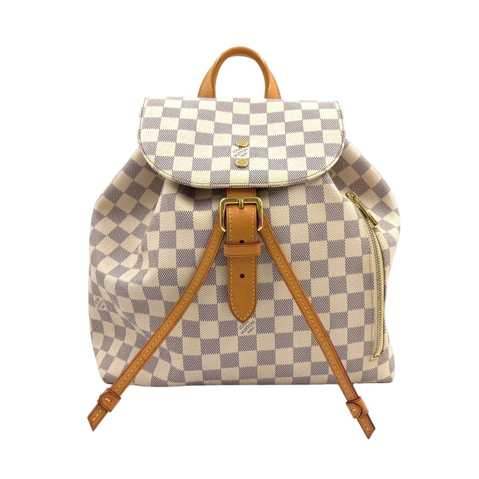 Louis Vuitton Sperone Damier Azur Leather White Light Brown Backpack Gold