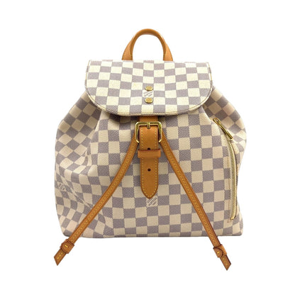Louis Vuitton Sperone Damier Azur Leather White Light Brown Backpack Gold