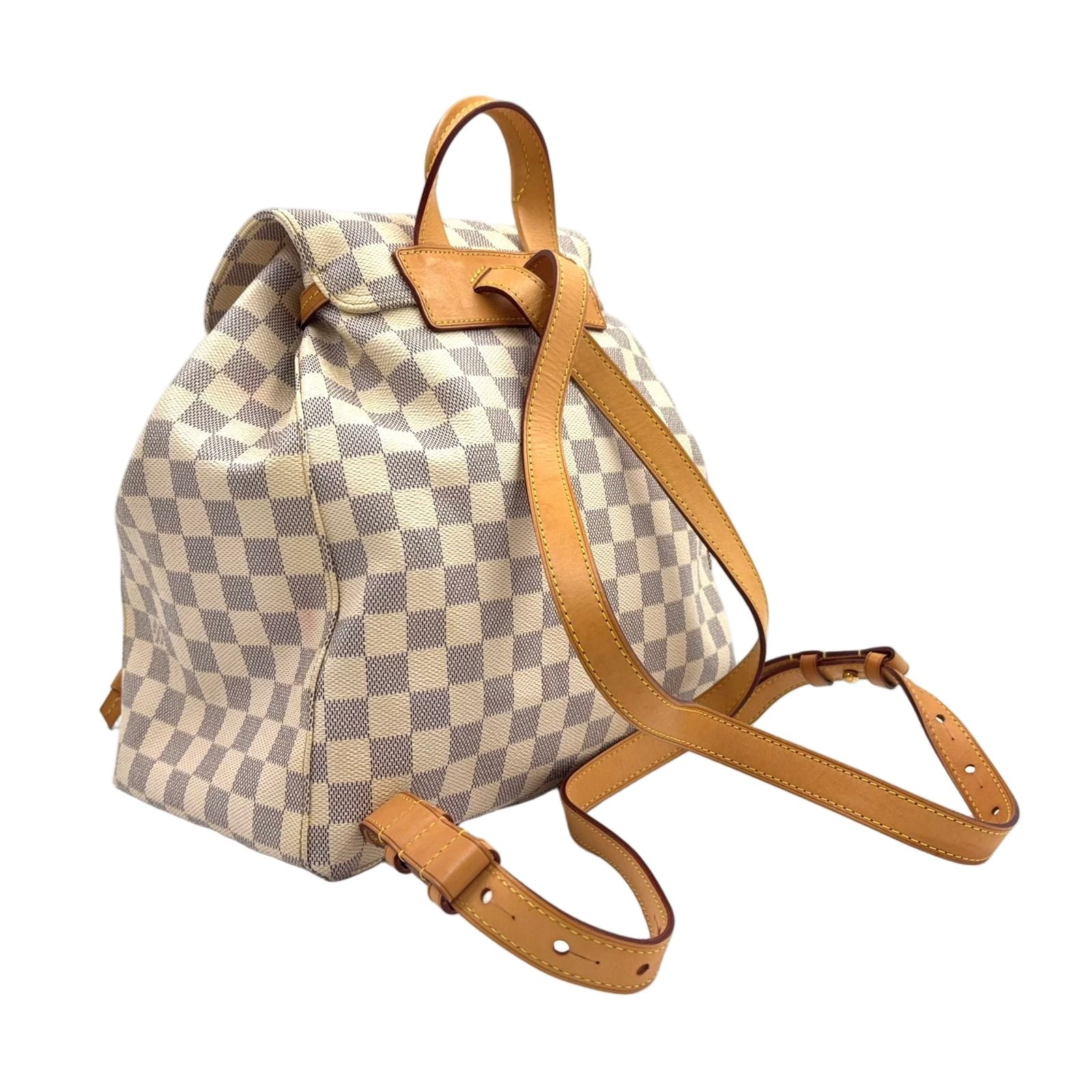 Louis Vuitton Sperone Damier Azur Leather White Light Brown Backpack Gold — view 2