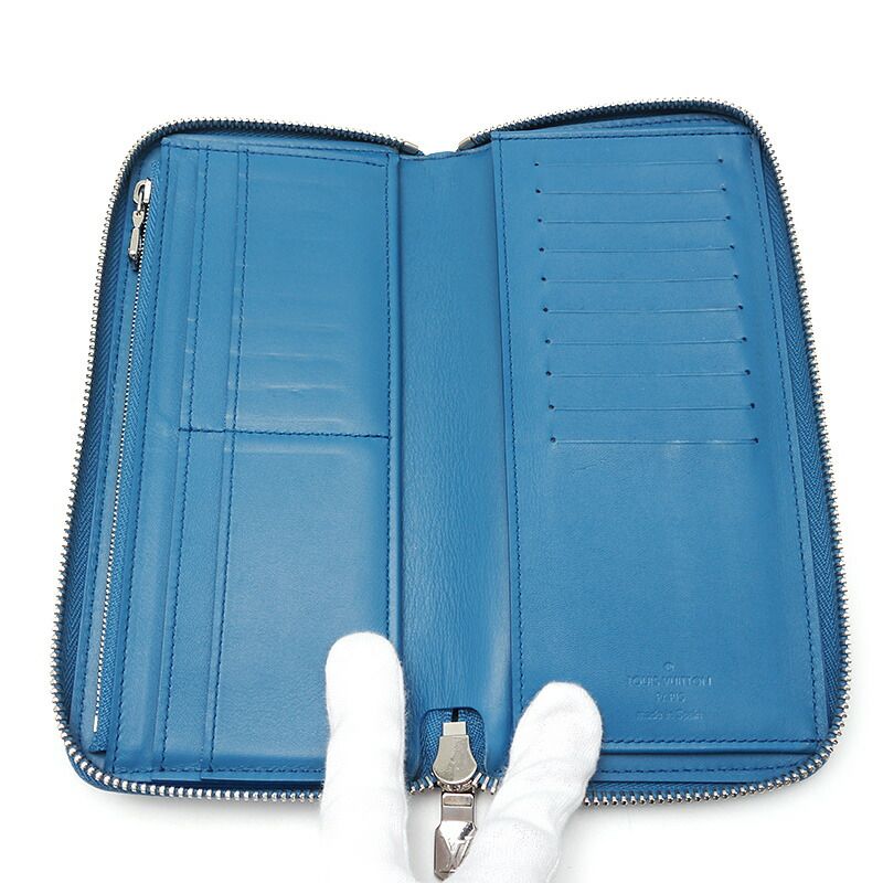 Louis Vuitton LV Zippy Wallet Vertical M58411 Taurillon Leather Blue Round Zip
