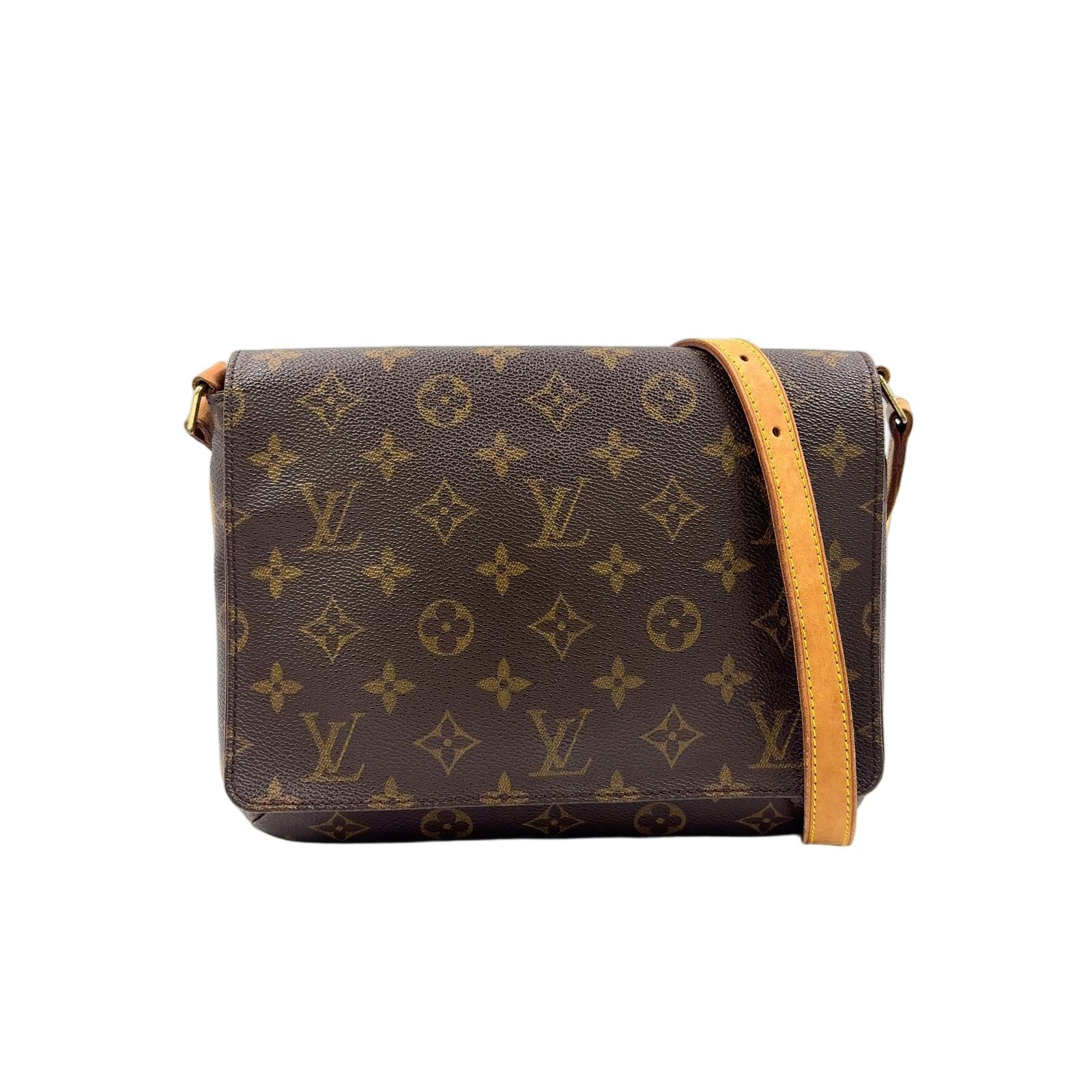 Louis Vuitton Musette Tango Short Strap Monogram Leather Brown Shoulder Bag Gold