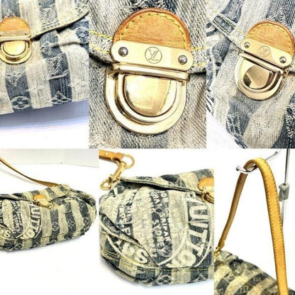 Louis Vuitton Denim Mini Pleaty Vintage Pouch Pochette Bag Monogram