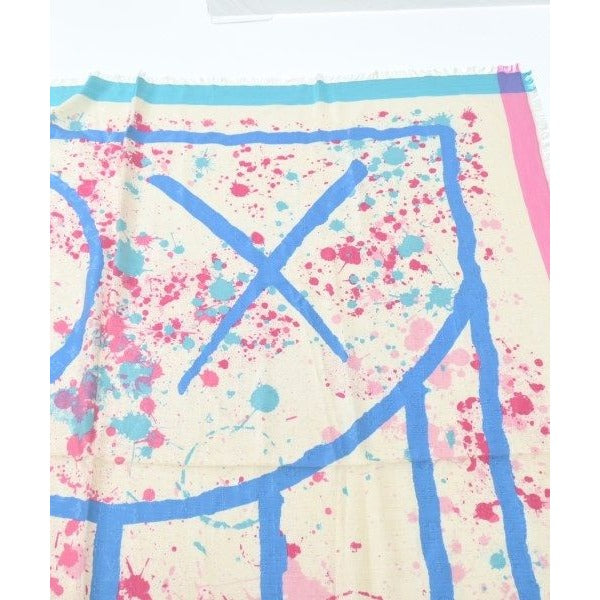 Louis Vuitton Shawl Silk Wool Beige Blue Pink Scarf — view 3