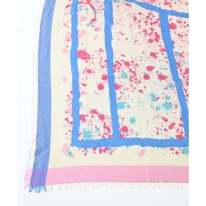 Louis Vuitton Shawl Silk Wool Beige Blue Pink Scarf — view 4