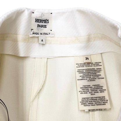 Hermes Slacks High Waist Pants 4h0478dr Size 34 Ivory White Hermes