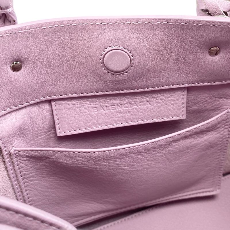 Balenciaga Handbag Shoulder Bag Paper A6 Zip Around 370926 Leather Pink Silver