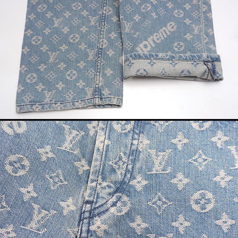Louis Vuitton Supreme Collaboration Denim 30 Monogram Jacquard Jeans