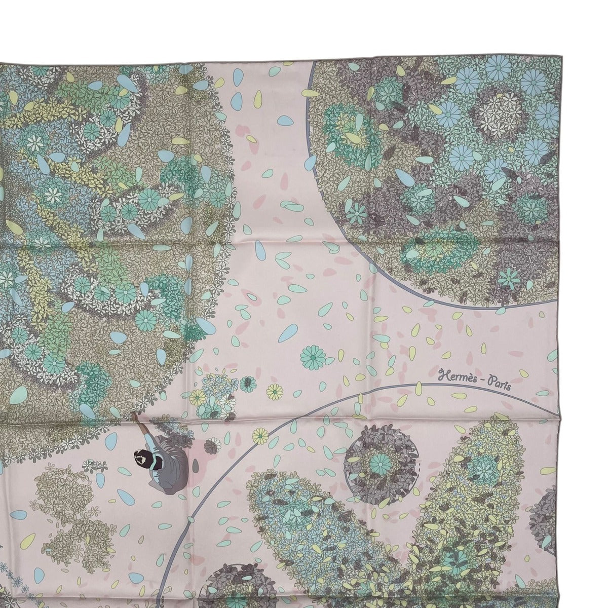 Hermes Scarf Carre 90 100% Silk Offrandes Dun Jour Flower Offering Pink Box — view 4