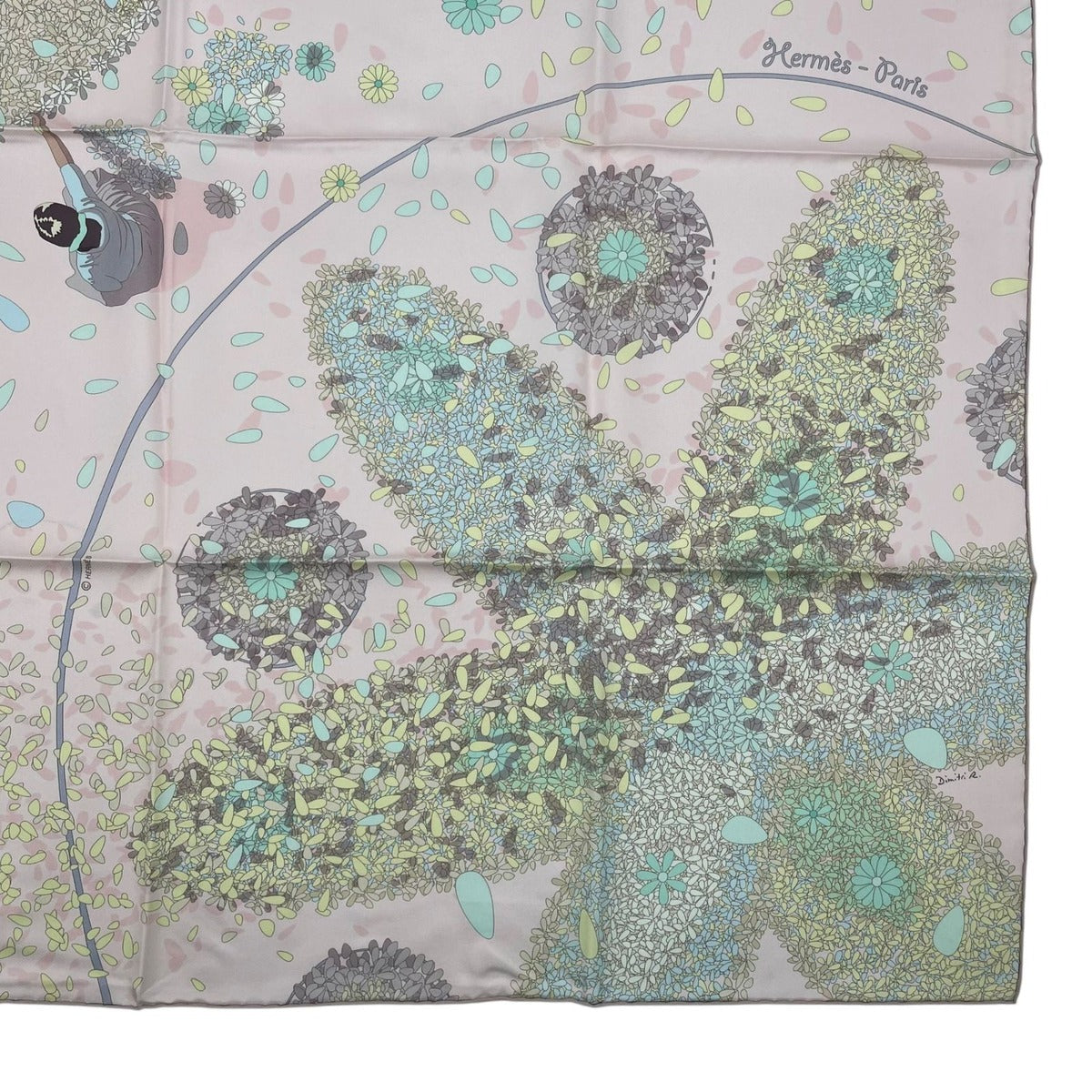 Hermes Scarf Carre 90 100% Silk Offrandes Dun Jour Flower Offering Pink Box — view 6