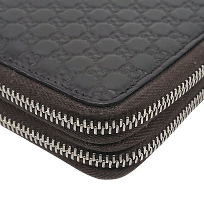 Gucci Micro Shimmer Clutch Bag Organizer Long Wallet Leather Dark Brown